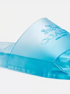 COACH. Ulyssa. Clear Jelly Slide Sandal in Aqua Blue. Size 11. EUC.